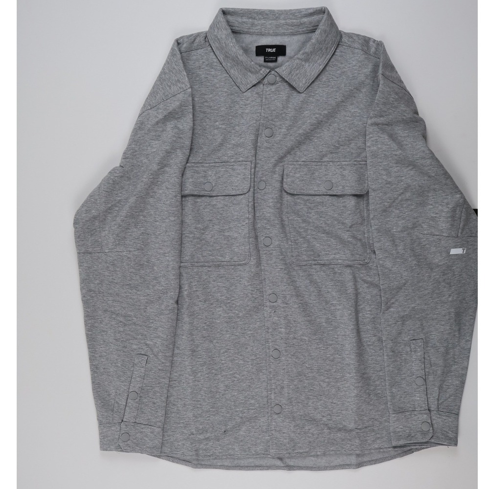 TRUE Men Fleece Shacket Shirt Jacket Heather Gray XL NWT